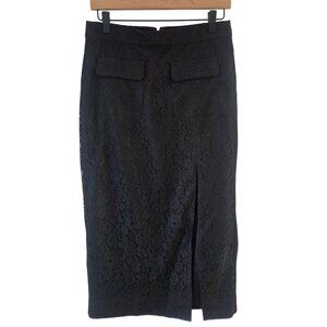 J. Crew Side Slit Black Lace Pencil Skirt Midi Holiday Cocktail Office Women's 4